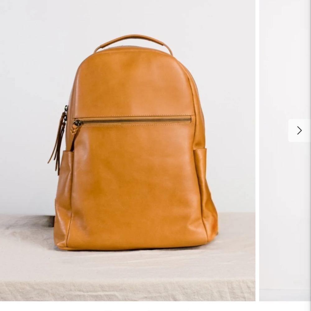 Able Tan Leather Backpack Minimalist Design